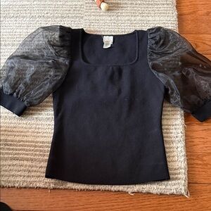 Joie top with organza sleeves